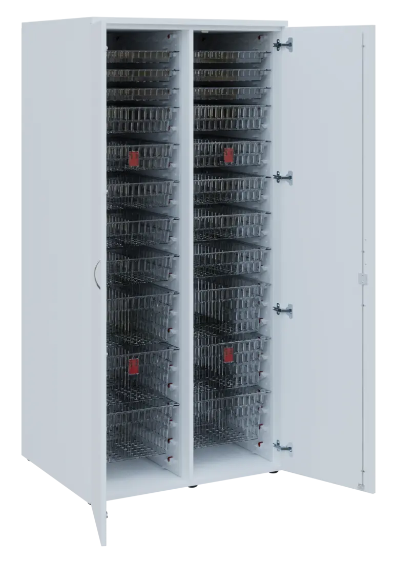 EUROMEDICA D - 90 TRANSPARENT skříň léková boxová, 2-dveřová, 1950x900x735, korpus bílý, dvířka bílá
